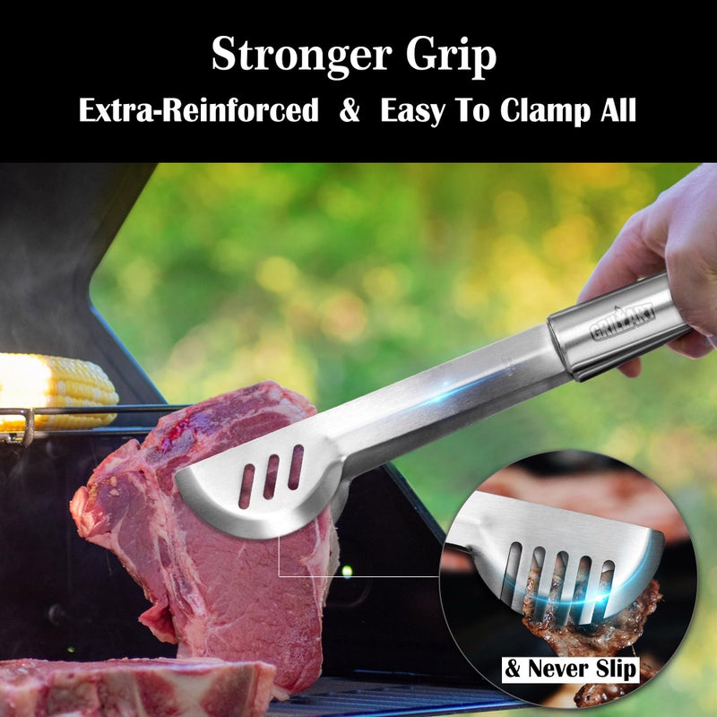 GRILLART BBQ Grill Utensil Tools Set Reinforced BBQ Tongs 19-Piece Stainless-Steel Barbecue Grilling Accessories w/Aluminum Storage Case -Complete Outdoor Grill Kit for Dad, Birthday Gift for Man Dad - Image 3